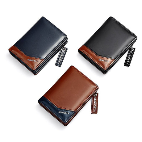 New PU Leather Multi-Function Zipper Short Men's Wallet Rfid Dollar Wallet Card Wallet - V.I.P Digital Presence