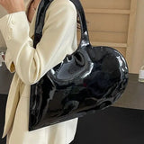 New Unisex Personalized Creative Lacquer Skin Love Shape Shoulder Bag Punk Underarm Bag Women's Handheld PU Photo Bag - V.I.P Digital Presence