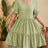 New V-neck jacquard waist cinched five quarter sleeve pleated dress - V.I.P Digital Presence