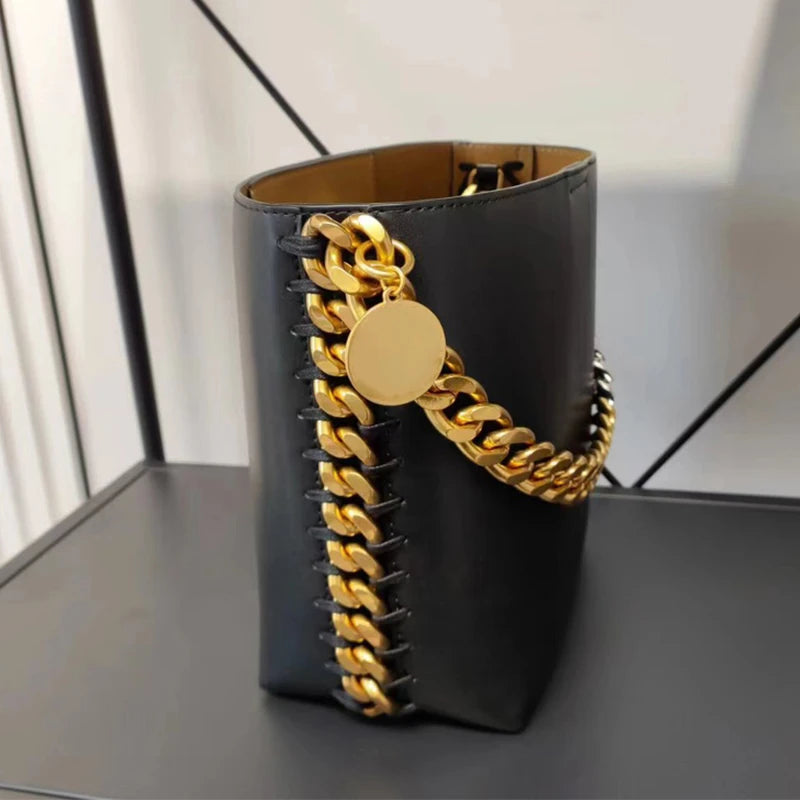 New Women's Bucket Bag Luxury Shoulder Bag High Quality Handbag Fashion Women's Bag Thick Chain Party Bag Wallet - V.I.P Digital Presence