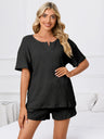 Notched Short Sleeve and Shorts Lounge Set - V.I.P Digital Presence