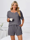 Notched Short Sleeve and Shorts Lounge Set - V.I.P Digital Presence