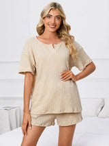 Notched Short Sleeve and Shorts Lounge Set - V.I.P Digital Presence