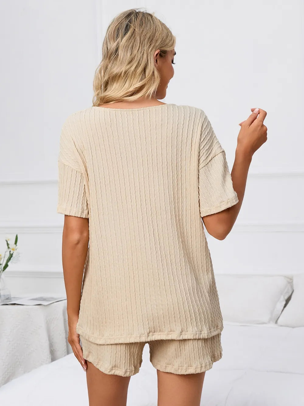 Notched Short Sleeve and Shorts Lounge Set - V.I.P Digital Presence