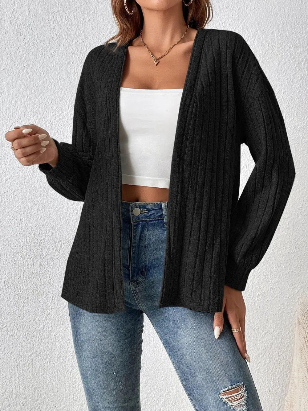 Open Front Long Sleeve Cardigan - V.I.P Digital Presence