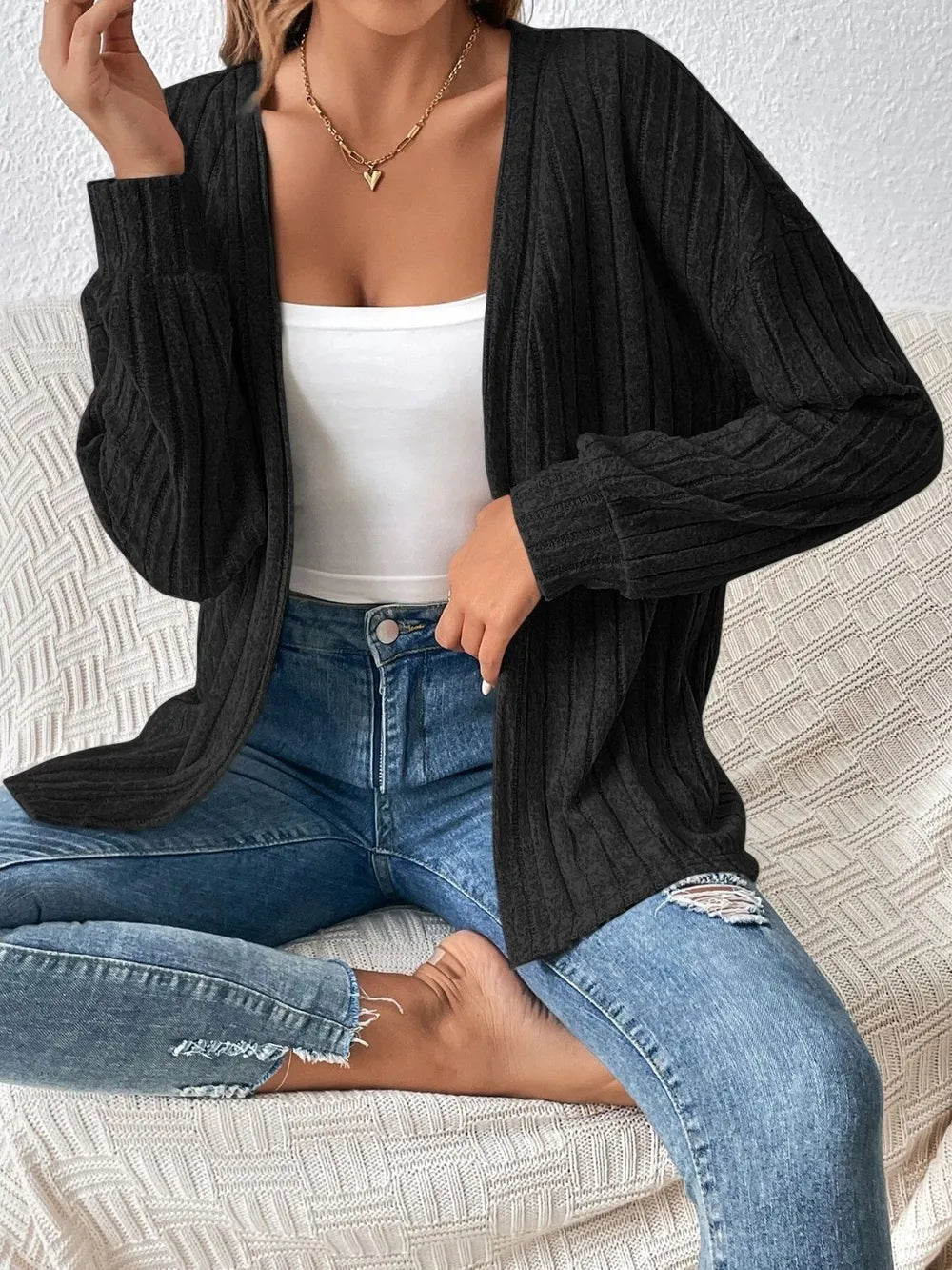 Open Front Long Sleeve Cardigan - V.I.P Digital Presence