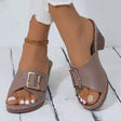 Open Toe Block Heel Buckle Sandals - V.I.P Digital Presence
