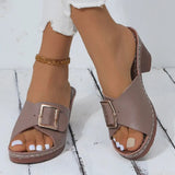 Open Toe Block Heel Buckle Sandals - V.I.P Digital Presence
