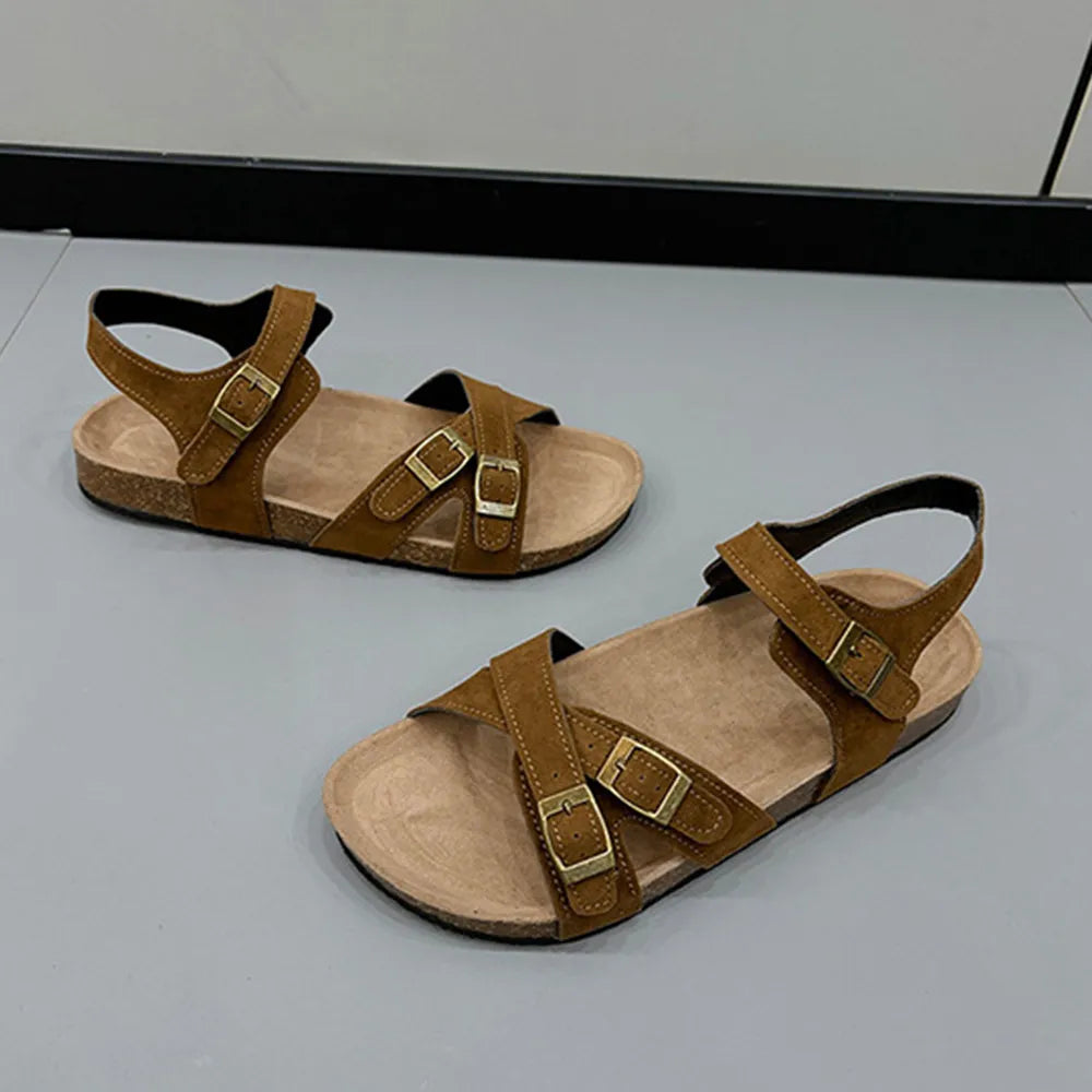 Open Toe Flat Buckle Sandals - V.I.P Digital Presence