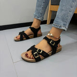 Open Toe Flat Buckle Sandals - V.I.P Digital Presence