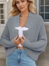 Openwork Open Front Long Sleeve Cardigan - V.I.P Digital Presence
