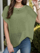Openwork Round Neck Short Sleeve Cover-Up - V.I.P Digital Presence