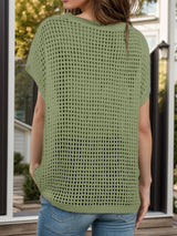 Openwork Round Neck Short Sleeve Cover-Up - V.I.P Digital Presence