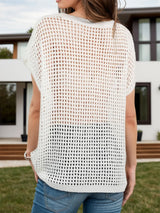 Openwork Round Neck Short Sleeve Cover-Up - V.I.P Digital Presence