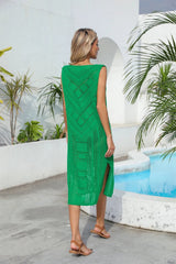 Openwork Slit V-Neck Sleeveless Cover Up - V.I.P Digital Presence