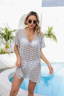 Openwork V-Neck Short Sleeve Cover Up - V.I.P Digital Presence