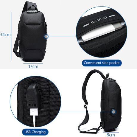 OZUKO Multifunction Crossbody Bag for Men Anti-theft Shoulder Messenger Bags Male Waterproof Short Trip Chest Bag Pack - V.I.P Digital Presence