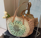Paper rope hollow out colorful round plate grass woven bag casual beach bag one shoulder fashionable woven bag - V.I.P Digital Presence