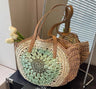 Paper rope hollow out colorful round plate grass woven bag casual beach bag one shoulder fashionable woven bag - V.I.P Digital Presence