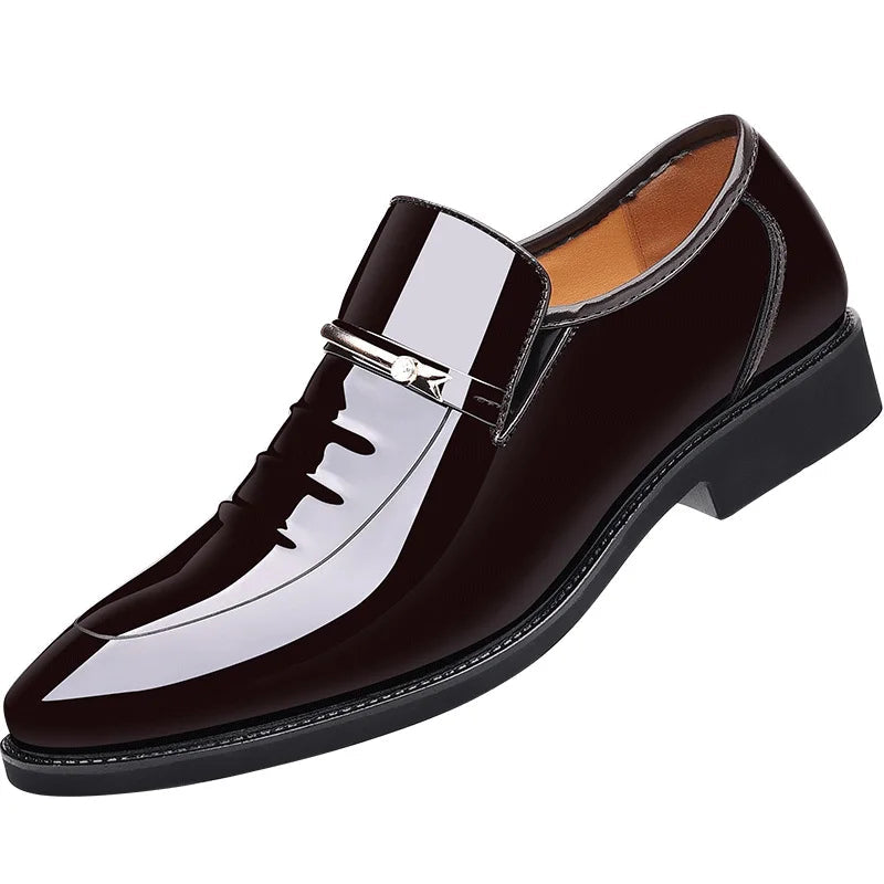 Patent Leather Shoes for Men Business Shoes Casual Point Toe Slip on Loafers for Men Luxury Party Wedding Plus Size Shoes - V.I.P Digital Presence