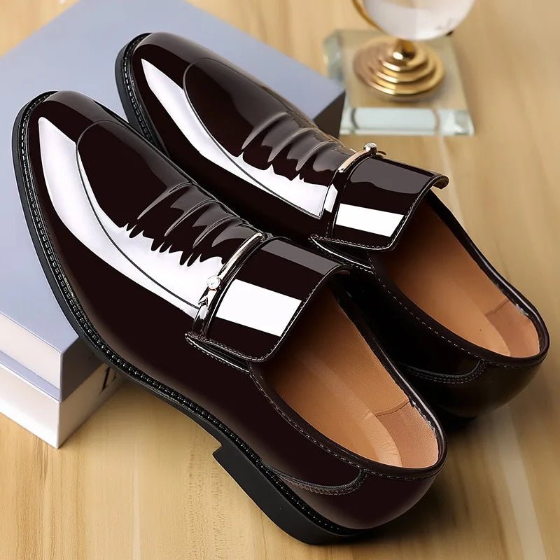 Patent Leather Shoes for Men Business Shoes Casual Point Toe Slip on Loafers for Men Luxury Party Wedding Plus Size Shoes - V.I.P Digital Presence
