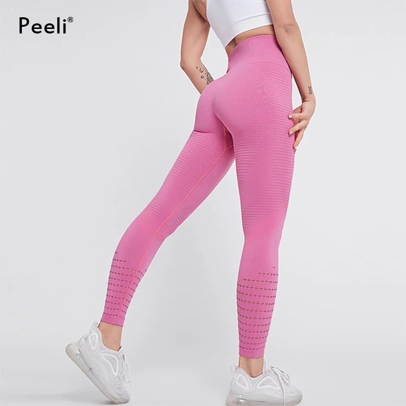 Peeli High Waist Seamless Leggings Yoga Pants Push Up Fitness Tight Workout Tummy Control Gym Leggings Athletic Pants Sportswear - V.I.P Digital Presence