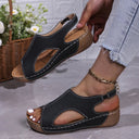Peep Toe Cutout Wedge Sandals - V.I.P Digital Presence