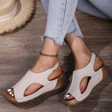 Peep Toe Cutout Wedge Sandals - V.I.P Digital Presence