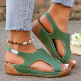 Peep Toe Cutout Wedge Sandals - V.I.P Digital Presence