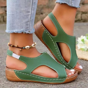 Peep Toe Cutout Wedge Sandals - V.I.P Digital Presence