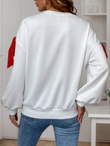 Perfee Bow Round Neck Long Sleeve Sweatshirt - V.I.P Digital Presence