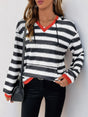 Perfee Contrast Striped Long Sleeve Hoodie - V.I.P Digital Presence