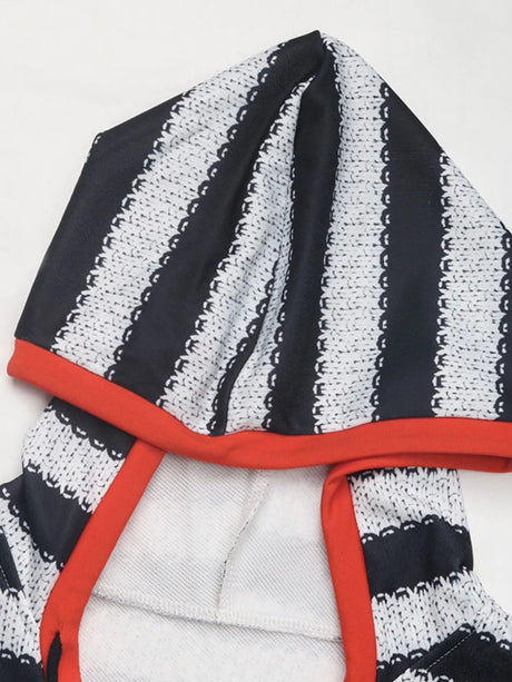 Perfee Contrast Striped Long Sleeve Hoodie - V.I.P Digital Presence