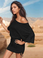 Perfee Drawstring One Shoulder Three-Quarter Sleeve Mini Dress - V.I.P Digital Presence