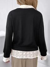 Perfee Faux Layered Contrast Long Sleeve Sweatshirt - V.I.P Digital Presence