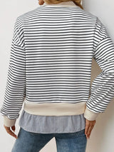 Perfee Faux Layered Striped Long Sleeve Sweatshirt - V.I.P Digital Presence