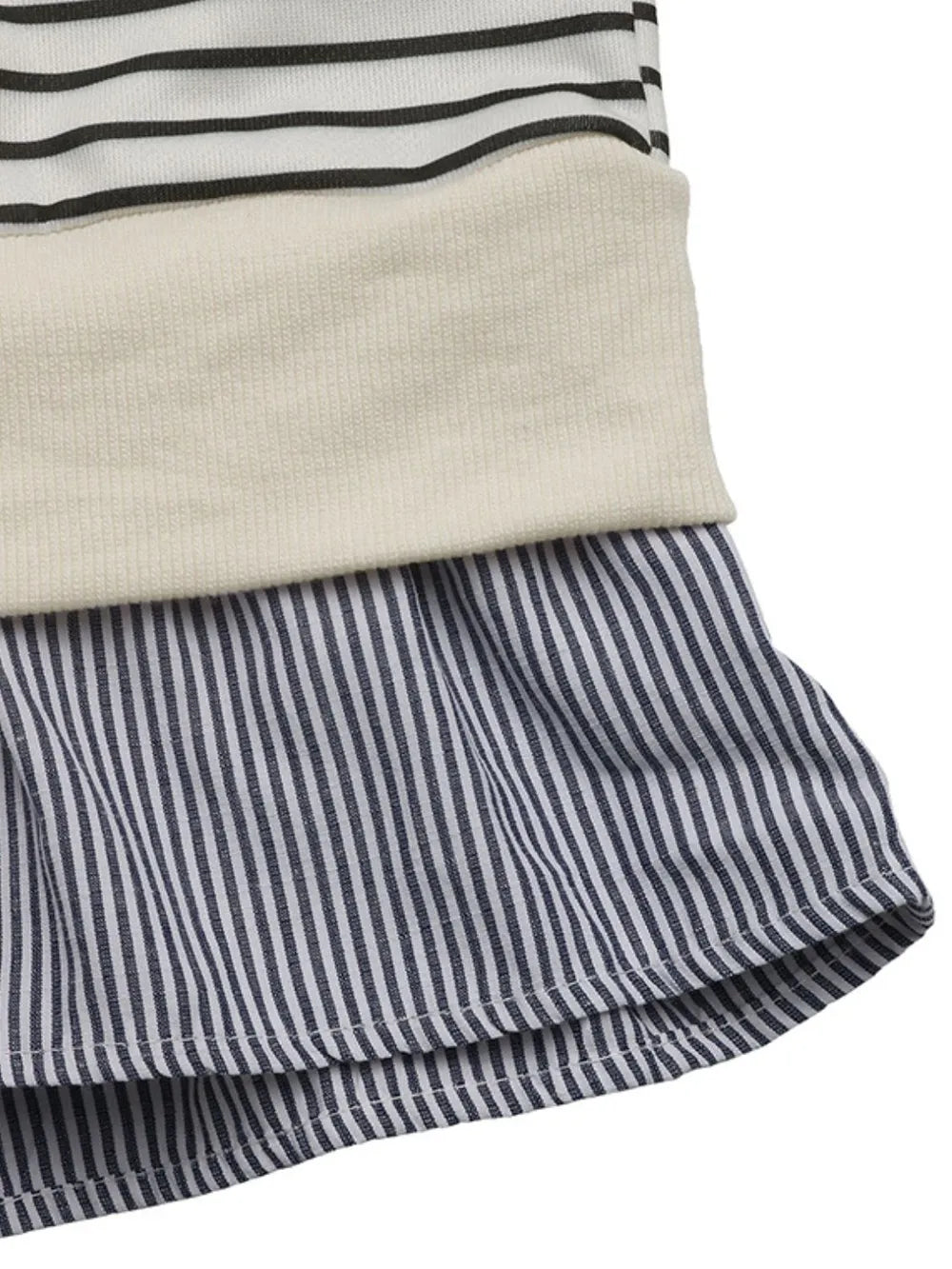Perfee Faux Layered Striped Long Sleeve Sweatshirt - V.I.P Digital Presence