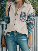 Perfee Pocketed Geometric Collared Neck Shacket - V.I.P Digital Presence