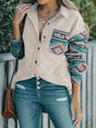 Perfee Pocketed Geometric Collared Neck Shacket - V.I.P Digital Presence