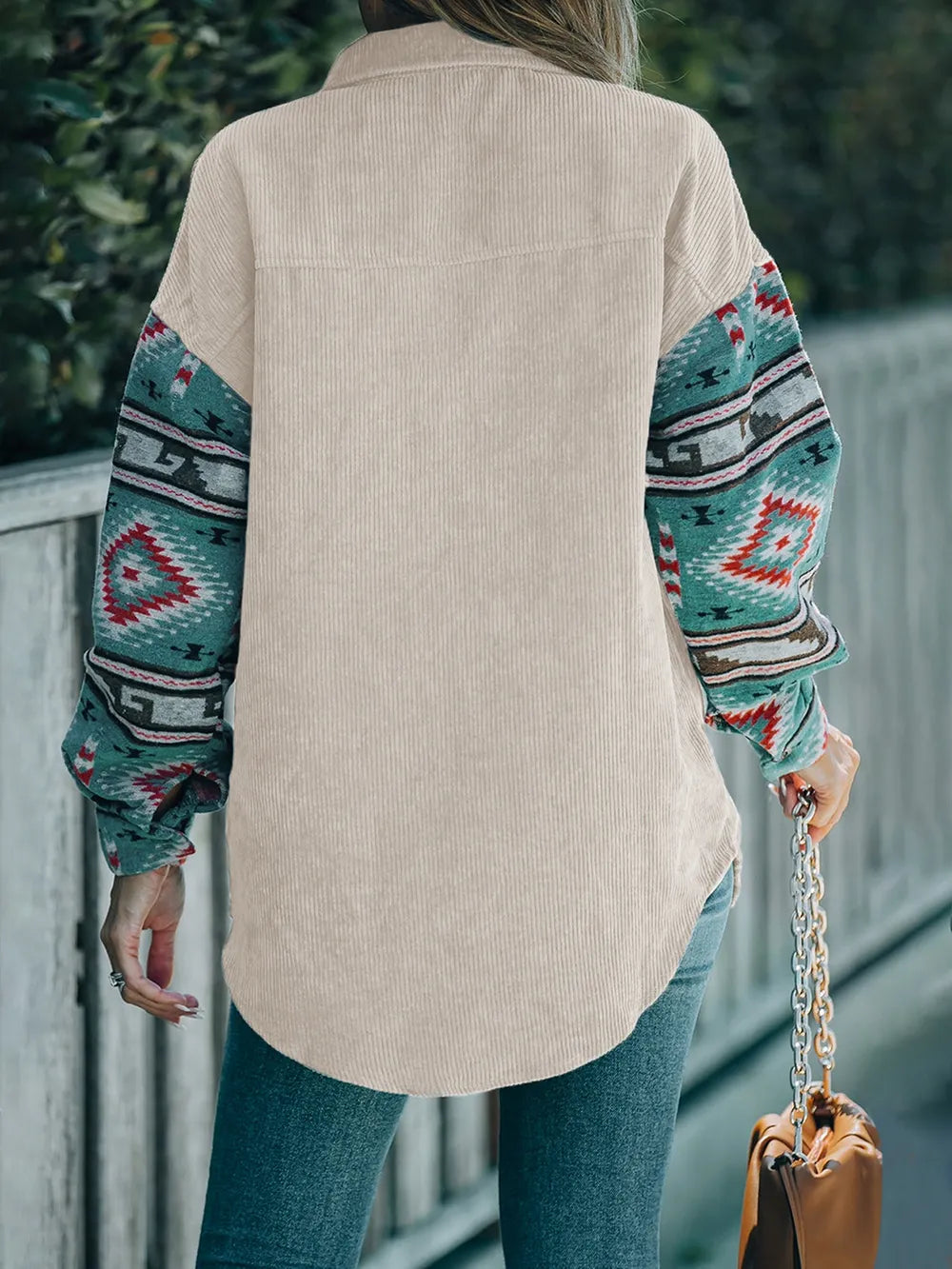 Perfee Pocketed Geometric Collared Neck Shacket - V.I.P Digital Presence