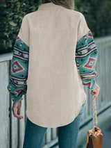 Perfee Pocketed Geometric Collared Neck Shacket - V.I.P Digital Presence
