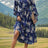 Perfee Printed Notched Lantern Sleeve Midi Dress - V.I.P Digital Presence