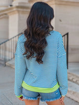 Perfee Striped Round Neck Long Sleeve Sweatshirt - V.I.P Digital Presence