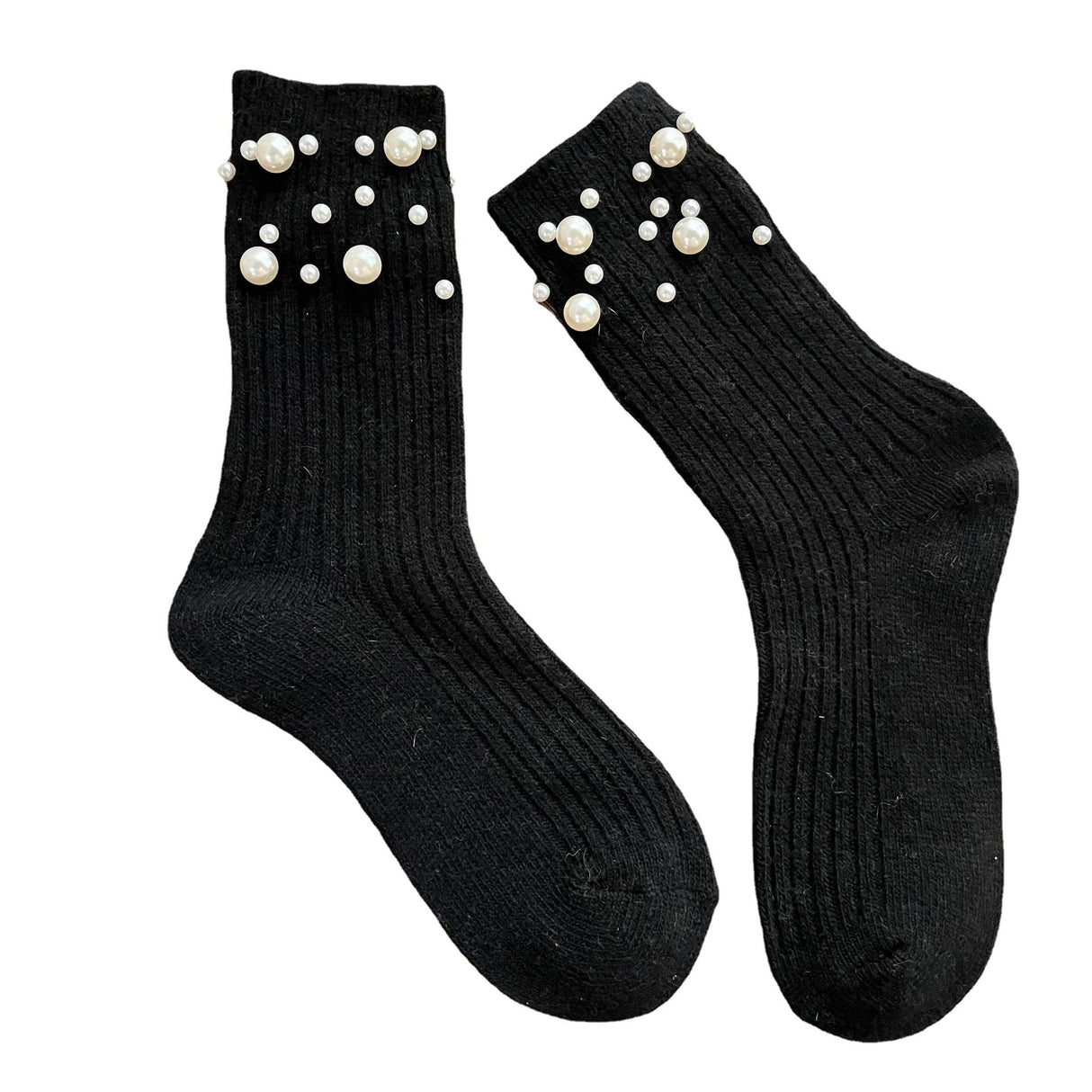 Personalized Korean style fashionable rivet bead pile socks autumn and winter thick warm rabbit wool mid tube socks for children - V.I.P Digital Presence