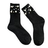 Personalized Korean style fashionable rivet bead pile socks autumn and winter thick warm rabbit wool mid tube socks for children - V.I.P Digital Presence