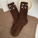Personalized Korean style fashionable rivet bead pile socks autumn and winter thick warm rabbit wool mid tube socks for children - V.I.P Digital Presence