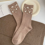 Personalized Korean style fashionable rivet bead pile socks autumn and winter thick warm rabbit wool mid tube socks for children - V.I.P Digital Presence