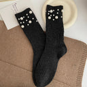 Personalized Korean style fashionable rivet bead pile socks autumn and winter thick warm rabbit wool mid tube socks for children - V.I.P Digital Presence