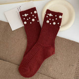 Personalized Korean style fashionable rivet bead pile socks autumn and winter thick warm rabbit wool mid tube socks for children - V.I.P Digital Presence
