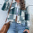 Plaid Button Up Drop Shoulder Cropped Jacket - V.I.P Digital Presence